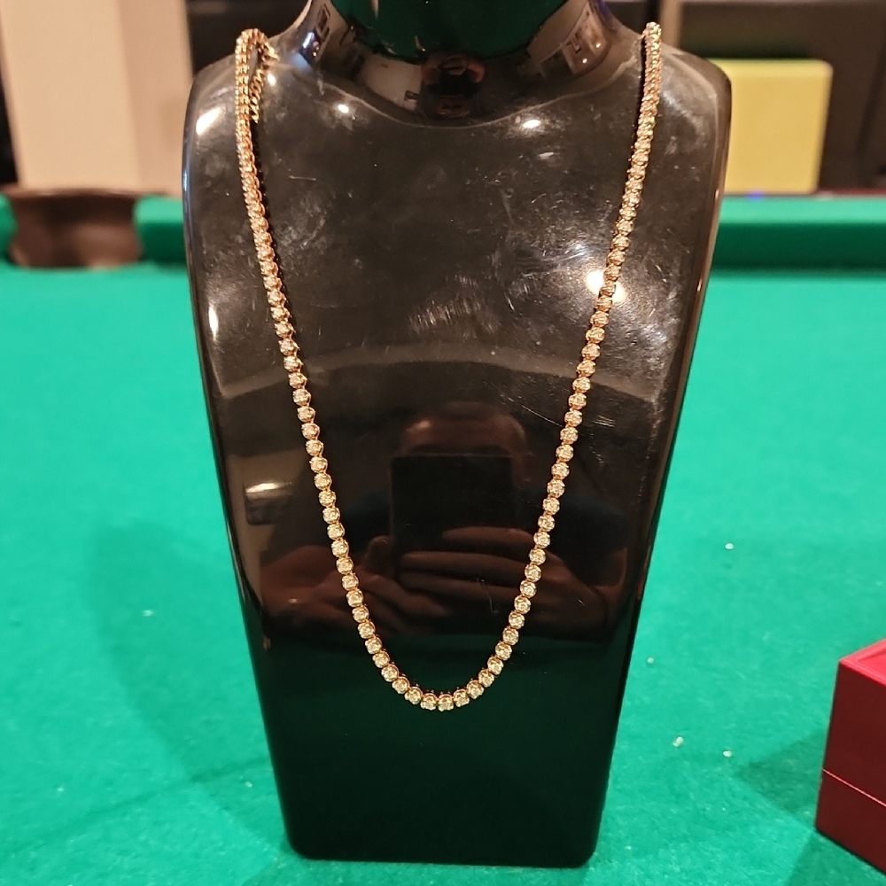 14k Yellow Gold Jewelry 5.0CT Diamond Tennis Necklace